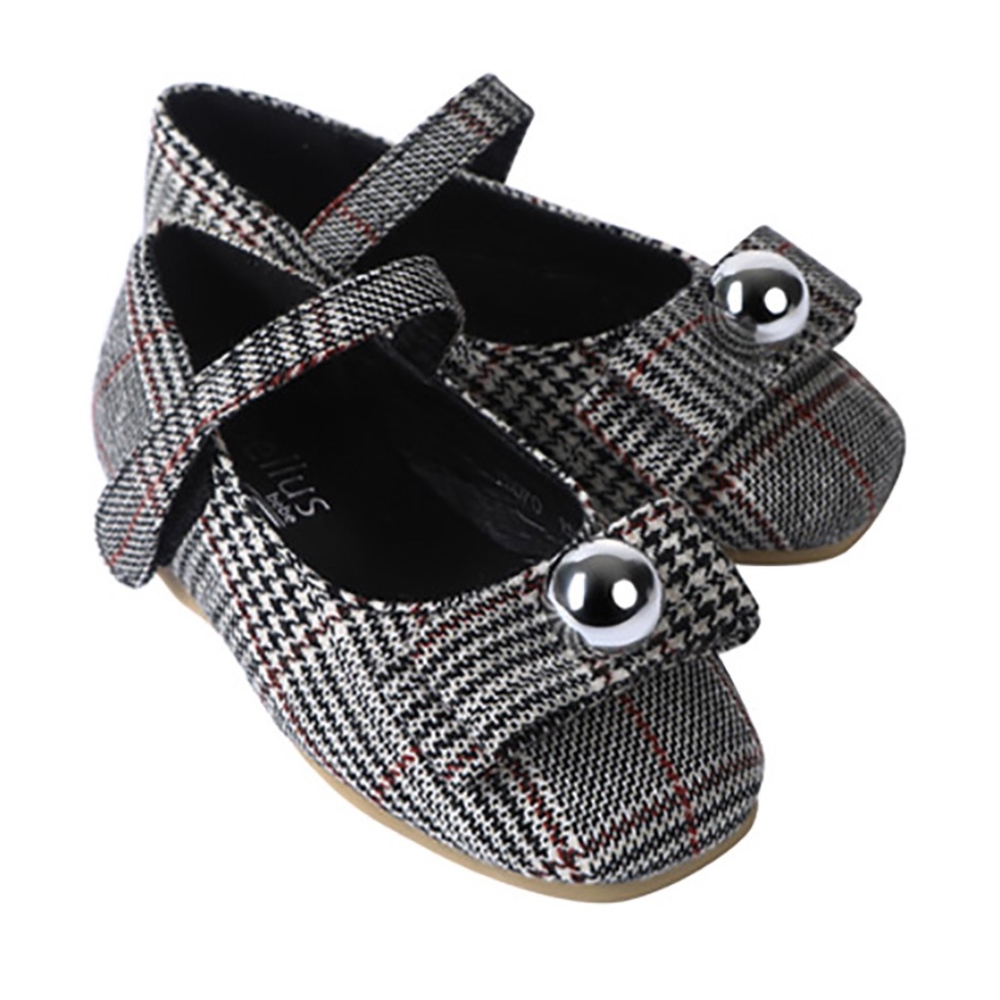 Girls Mary Jane Ballerina Flat Pearl Black Shoes